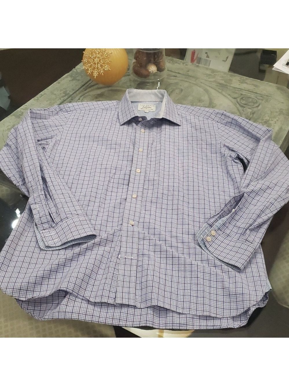 TED BAKER MEN'S CHECKERED DRESS SHIRT LARGE